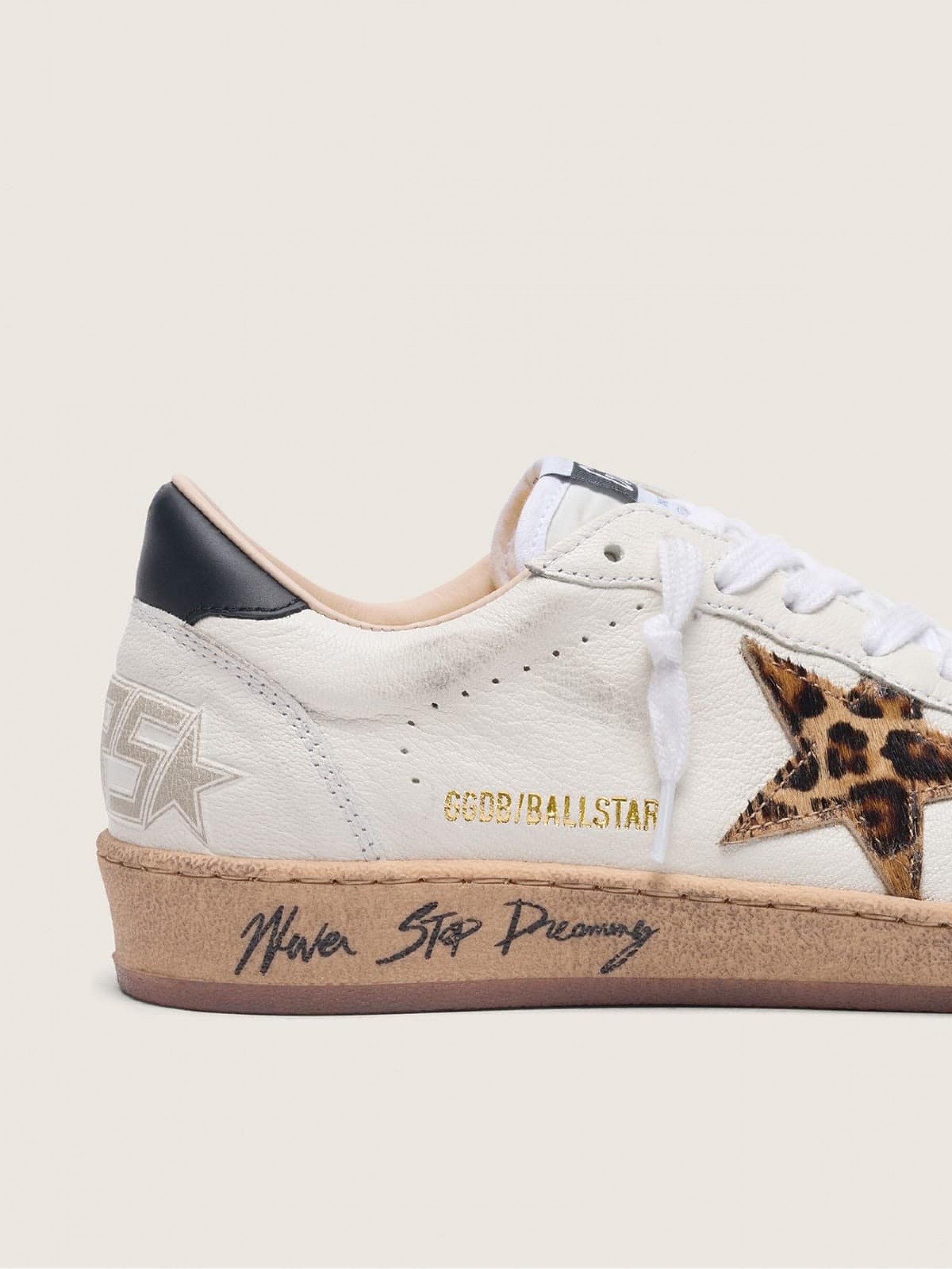 Women's Ball Star with leopard print pony skin star and black heel tab