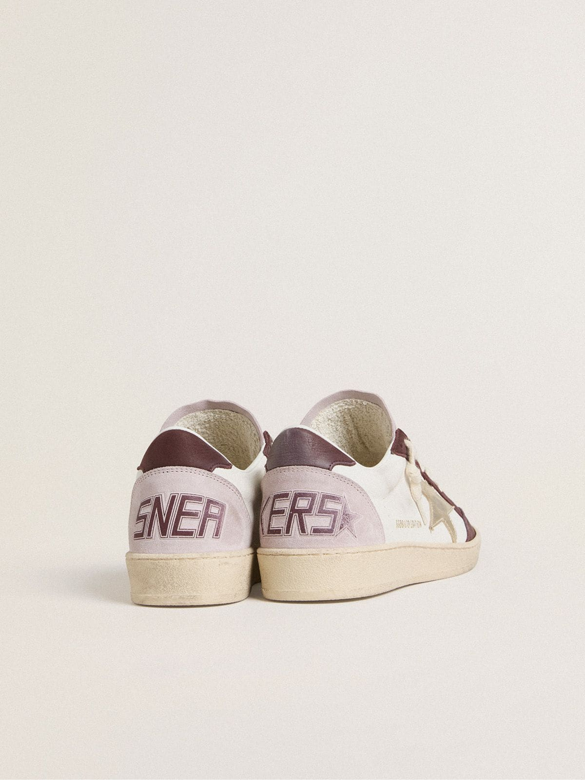 Women's Ball Star LTD in nappa with platinum foiled leather star and burgundy nubuck leather heel tab