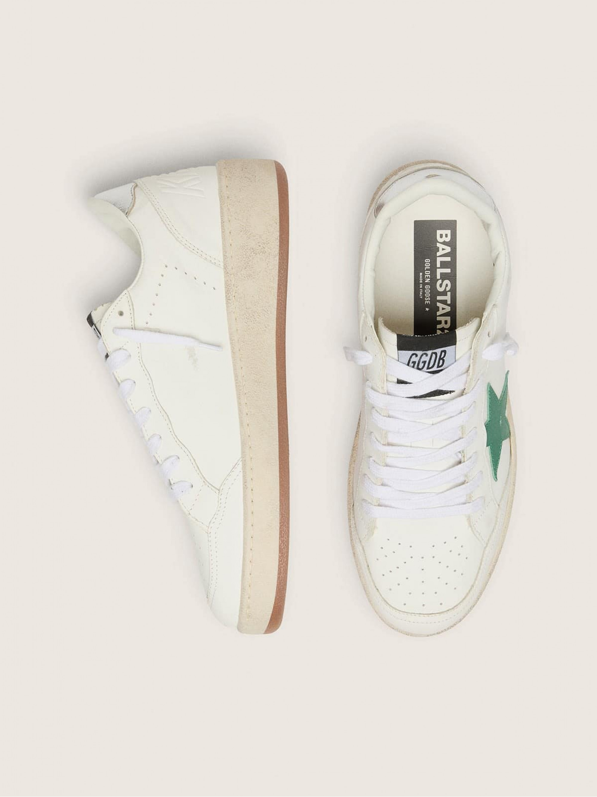 Women's Ball Star with green leather star and metallic leather heel tab