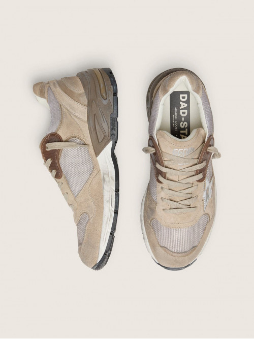 Men's Dad-Star in beige mesh and suede with silver leather star