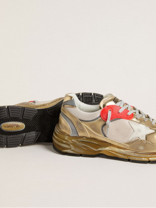 Men's Dad-Star in mesh and gold foiled leather with white leather star