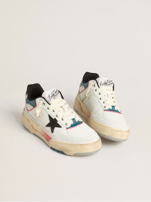 Men's Forty2 with black star and silver foiled leather heel tab