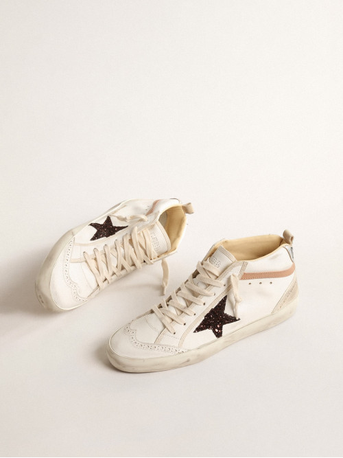 Mid Star  in nappa with glitter star and nude leather flash