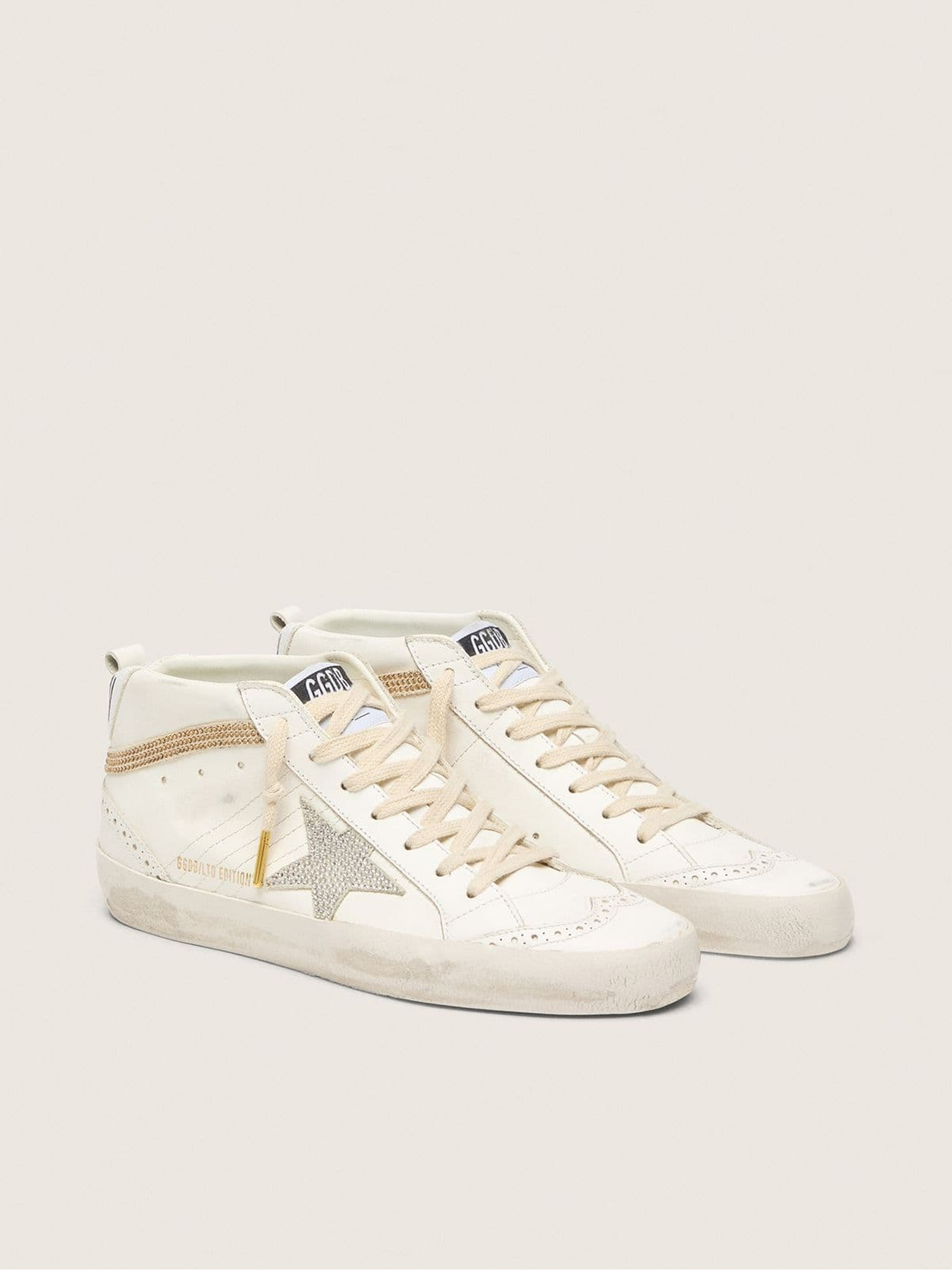 Mid Star  with star and heel tab in suede with Swarovski crystals