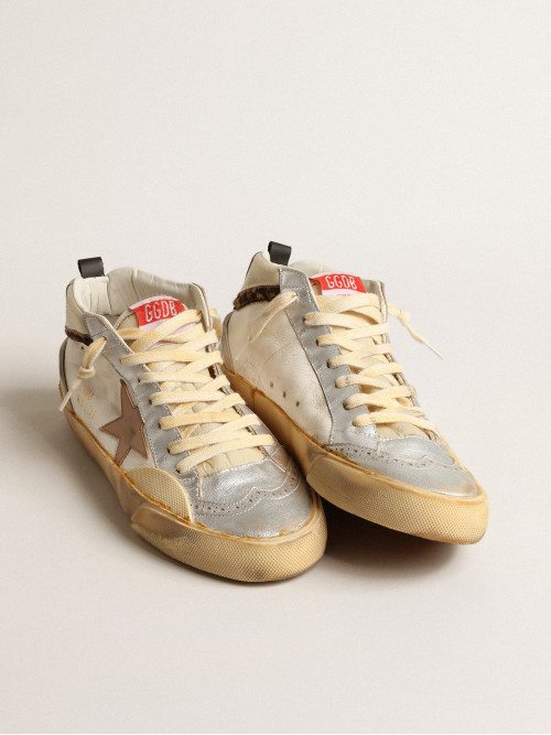 Mid Star with silver metallic leather inserts and pink star