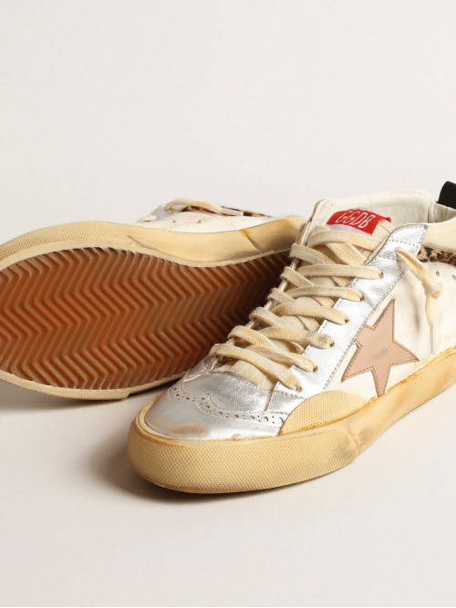 Mid Star with silver metallic leather inserts and pink star