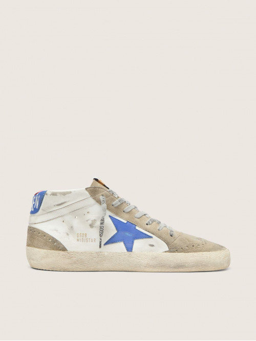 Men's Mid Star with blue leather star and dove-gray suede inserts