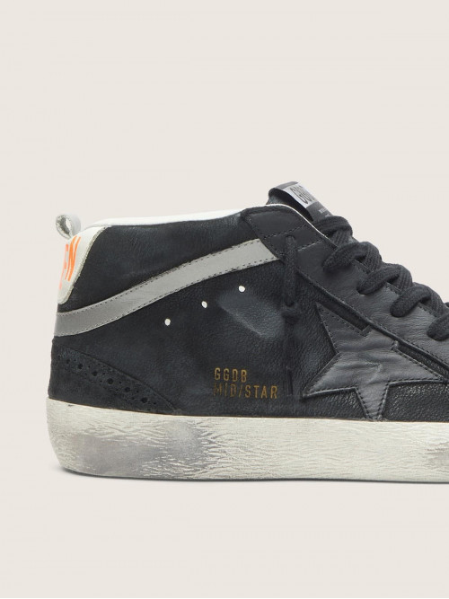 Men's Mid Star in nubuck with black leather star and silver flash