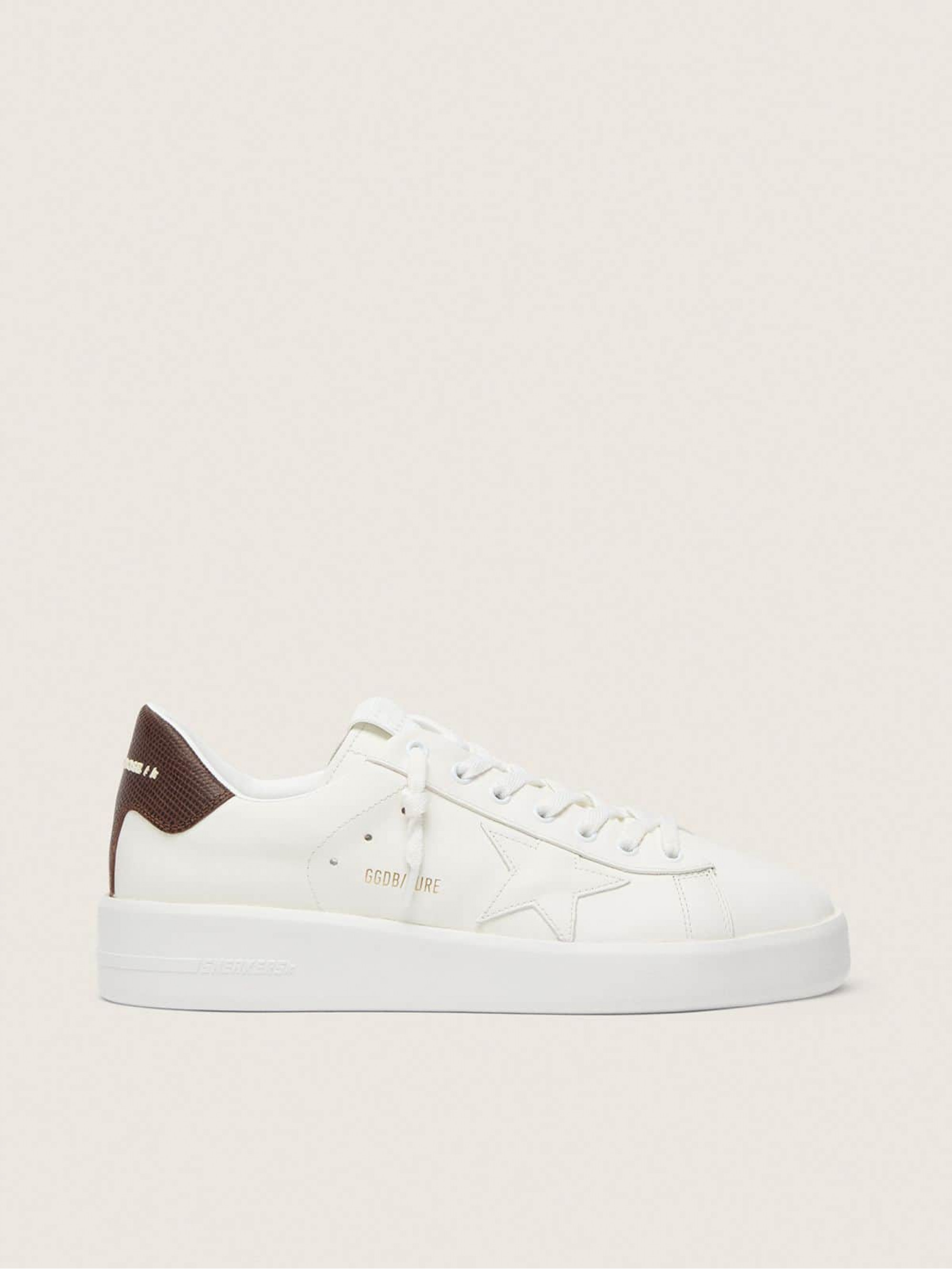 Purestar with white star and burgundy lizard-print heel tab
