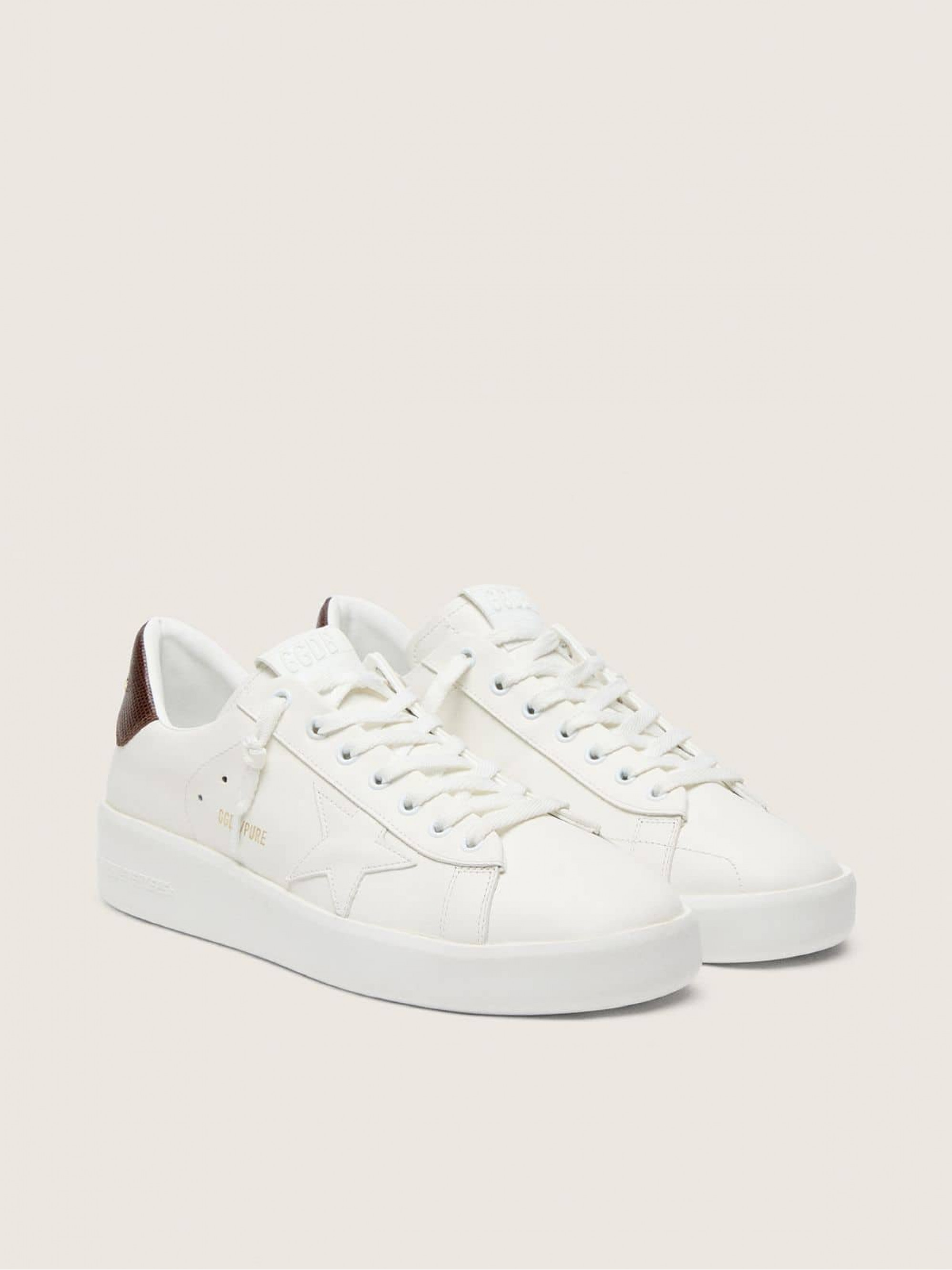 Purestar with white star and burgundy lizard-print heel tab
