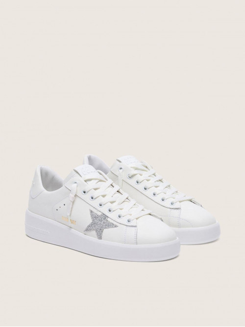 Women’s Purestar in white leather with silver Swarovski crystal star