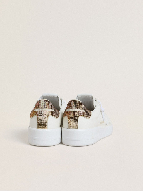 Women’s Purestar with white leather star and brown crystal heel tab