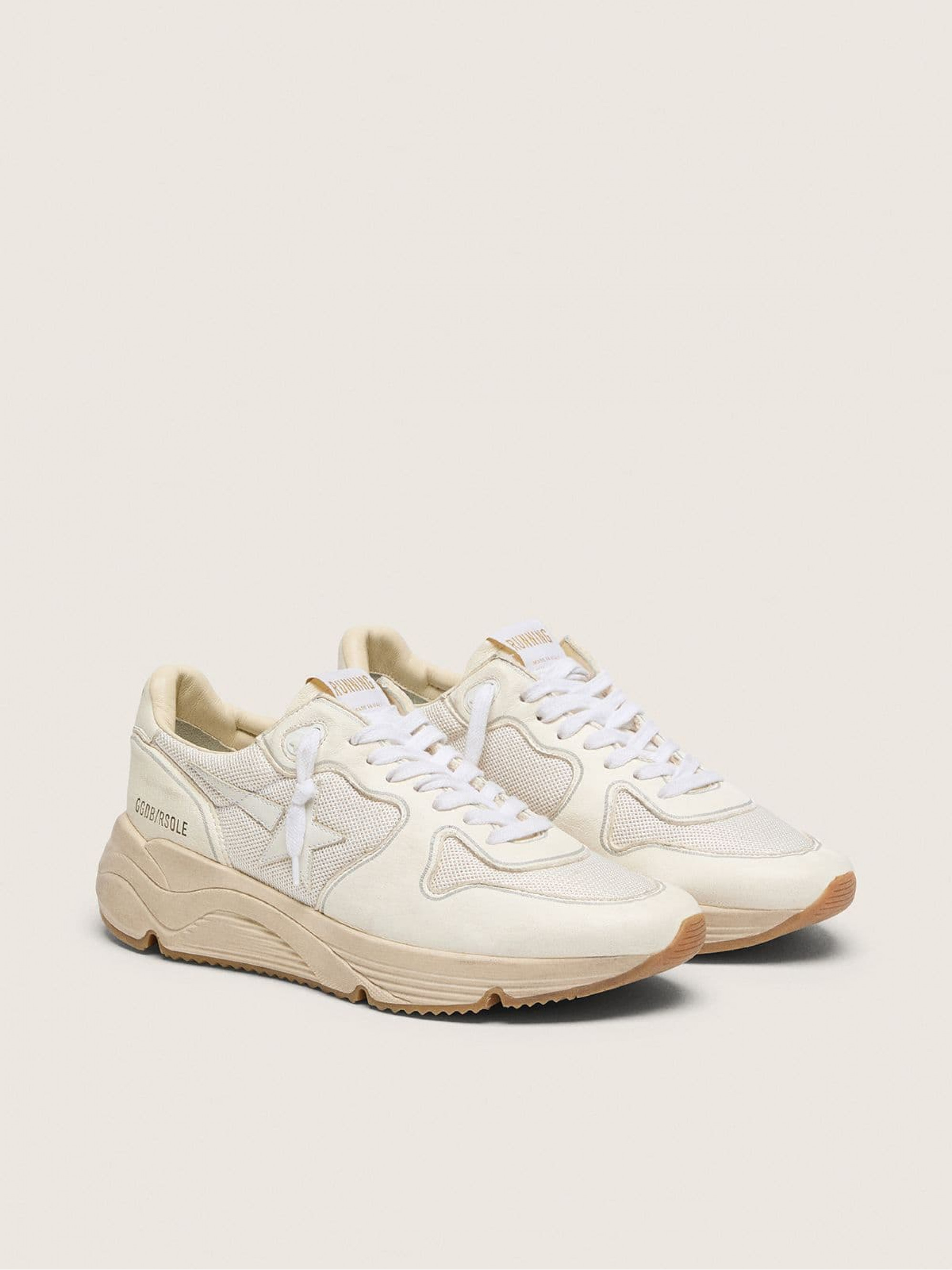 Men's Running Sole in mesh and white nappa