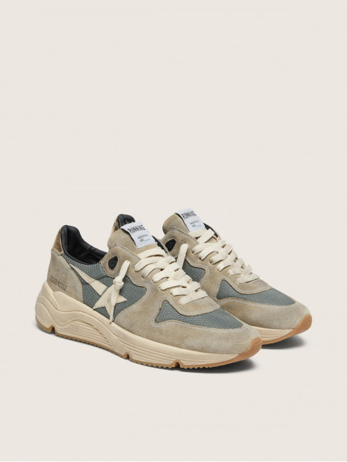 Running Sole in gray suede with white star and white heel tab