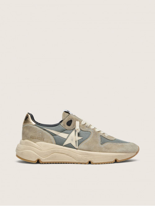 Running Sole in gray suede with white star and white heel tab