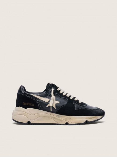 Women's Running Sole in black nappa and suede