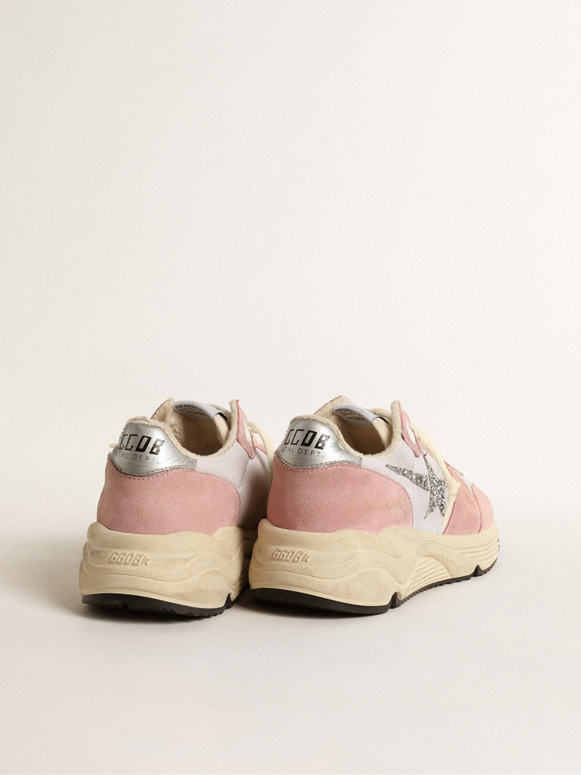 Women's Running Sole in gray mesh and suede with silver glitter star