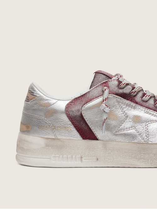 Women’s Stardan LAB in burgundy and silver leather and glitter