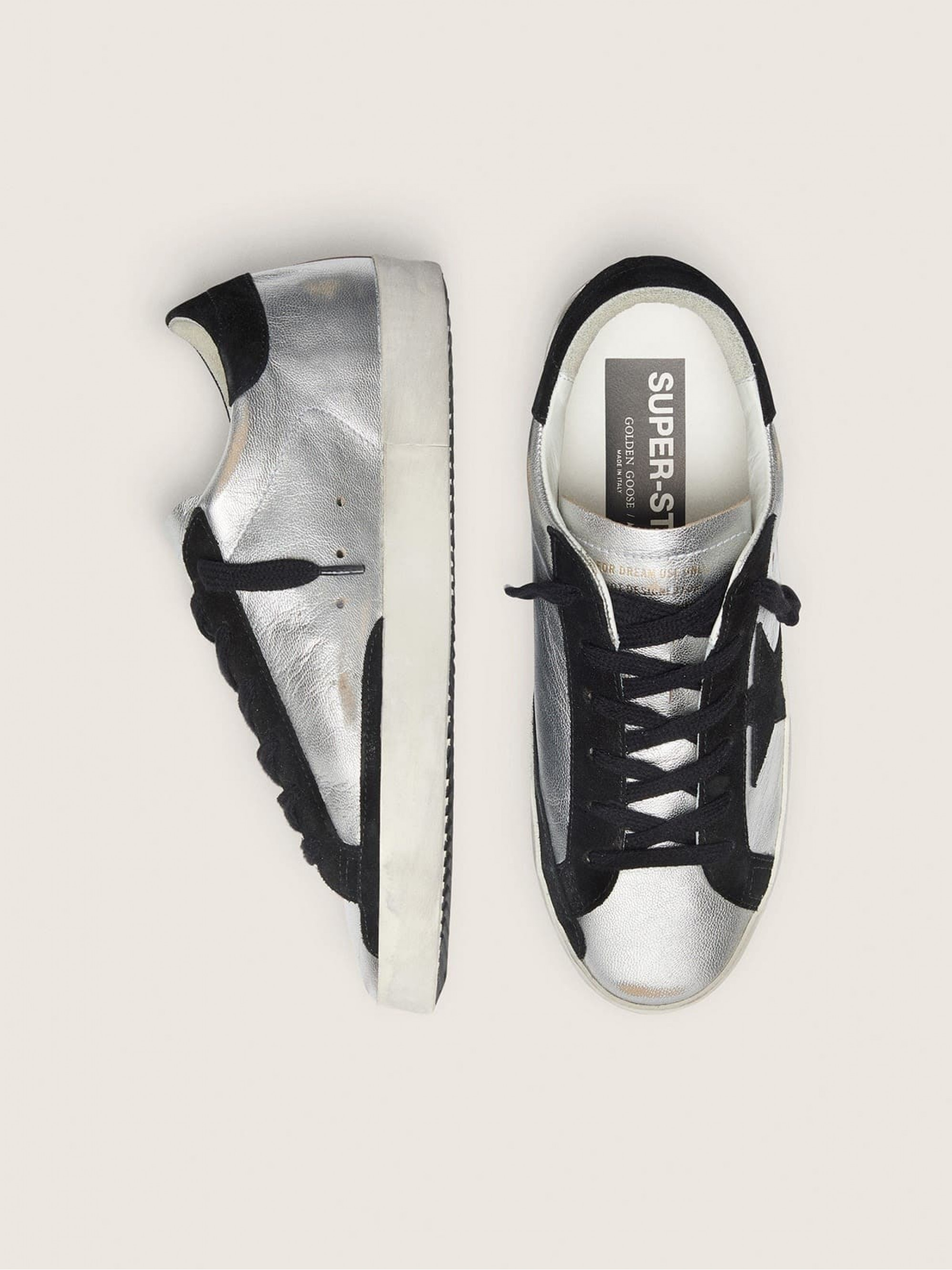 Women’s Super-Star sneakers in silver leather | Golden Goose