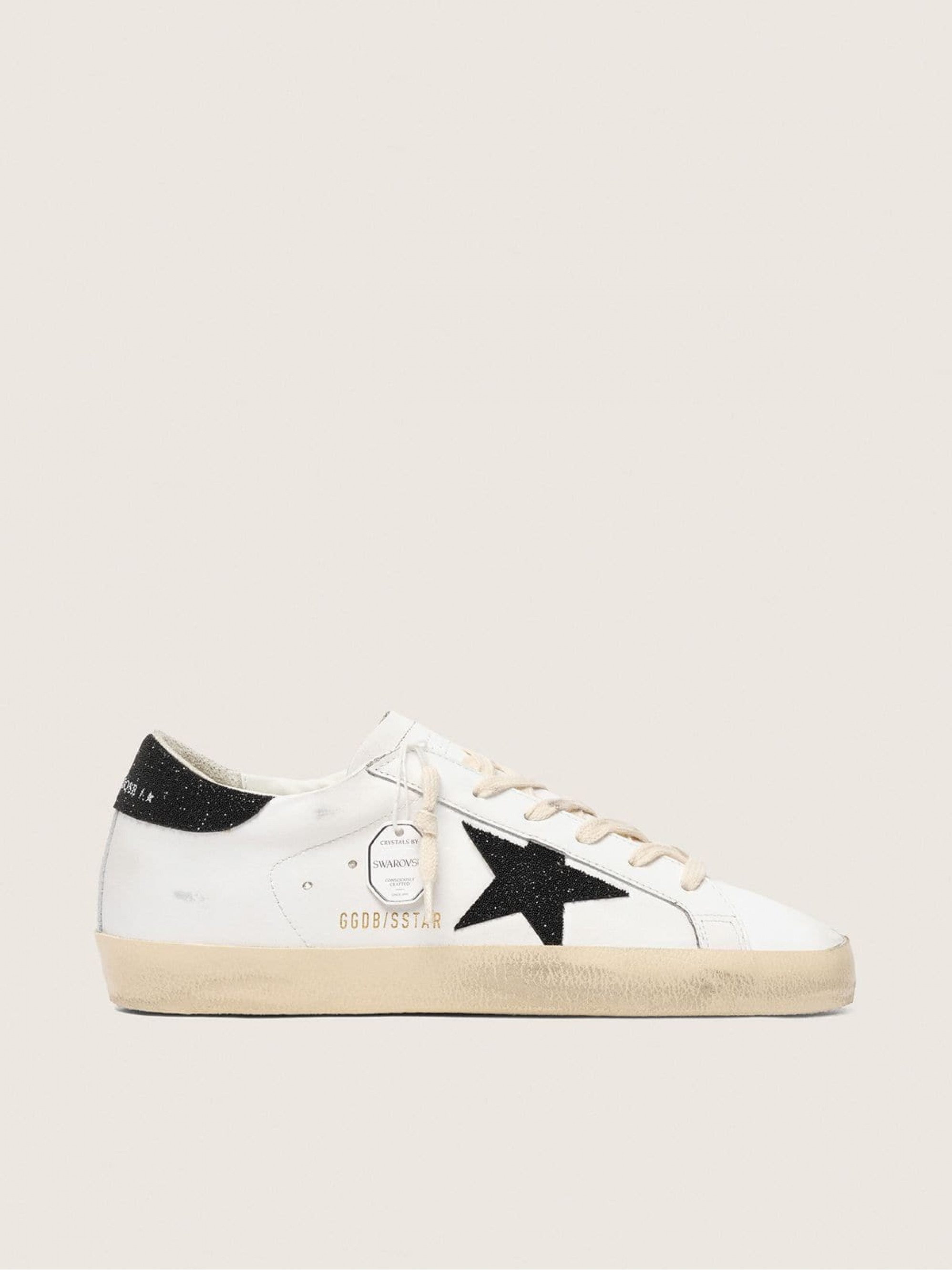 Sneaker black Swarovski crystals Super-Star LTD for women | Golden Goose