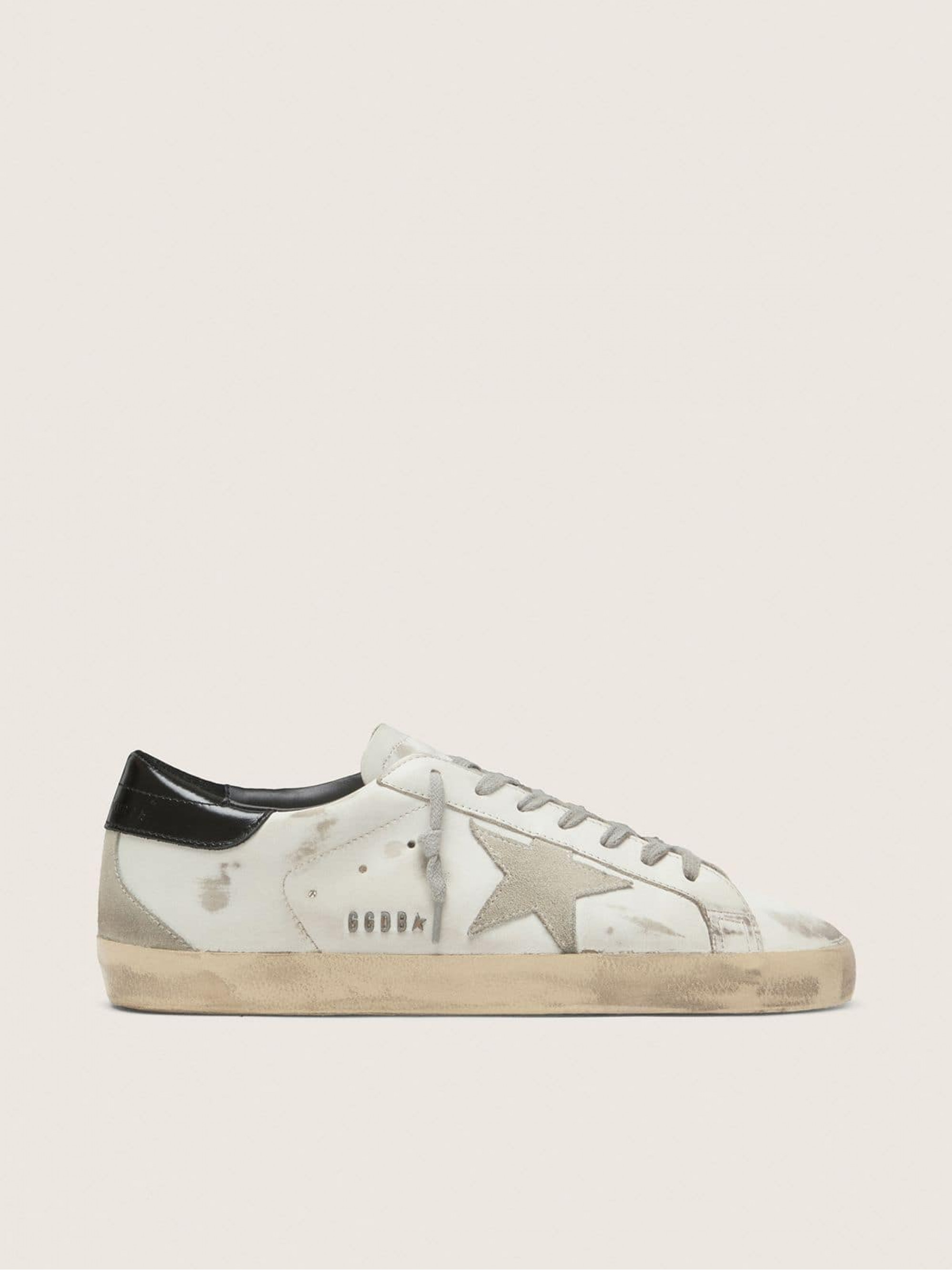 Women's Super-Star with black heel tab and metal stud lettering