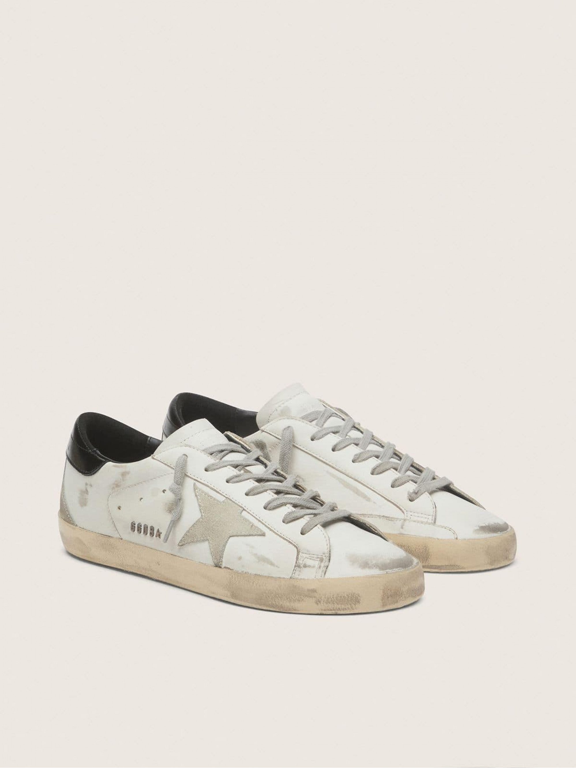 Women's Super-Star with black heel tab and metal stud lettering