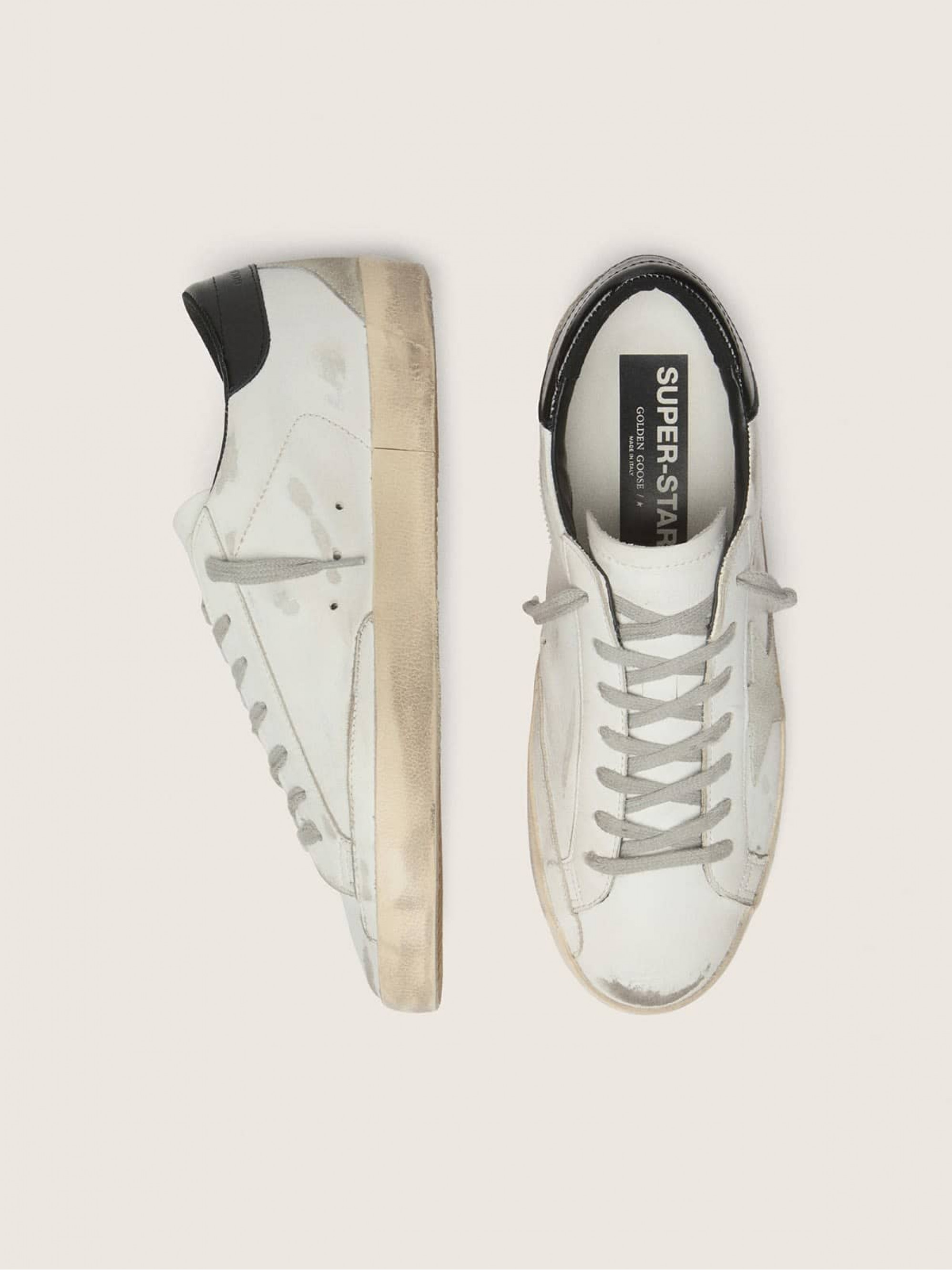 Women's Super-Star with black heel tab and metal stud lettering