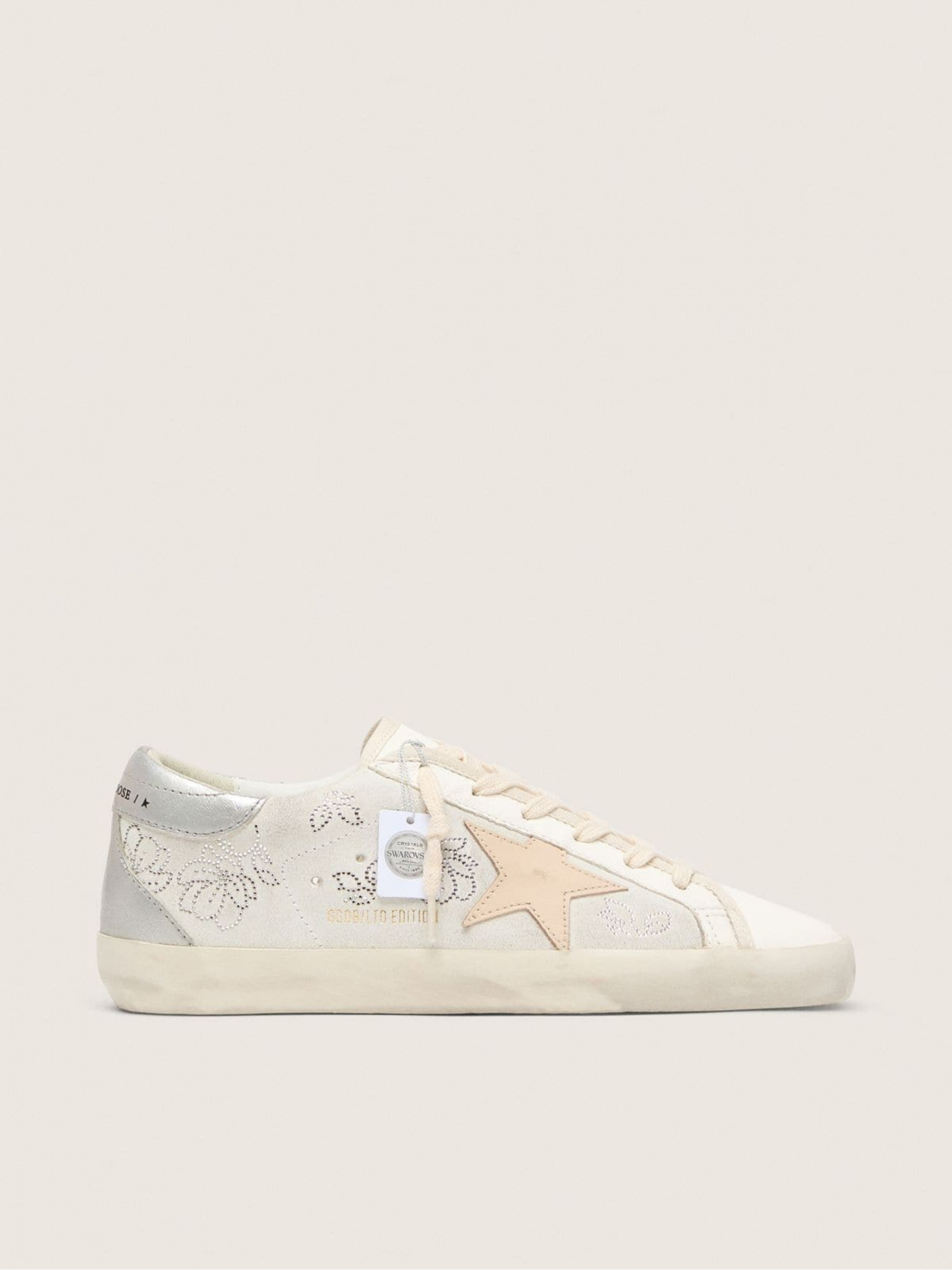 Women's Super-Star  with Swarovski crystals and smoke gray leather star