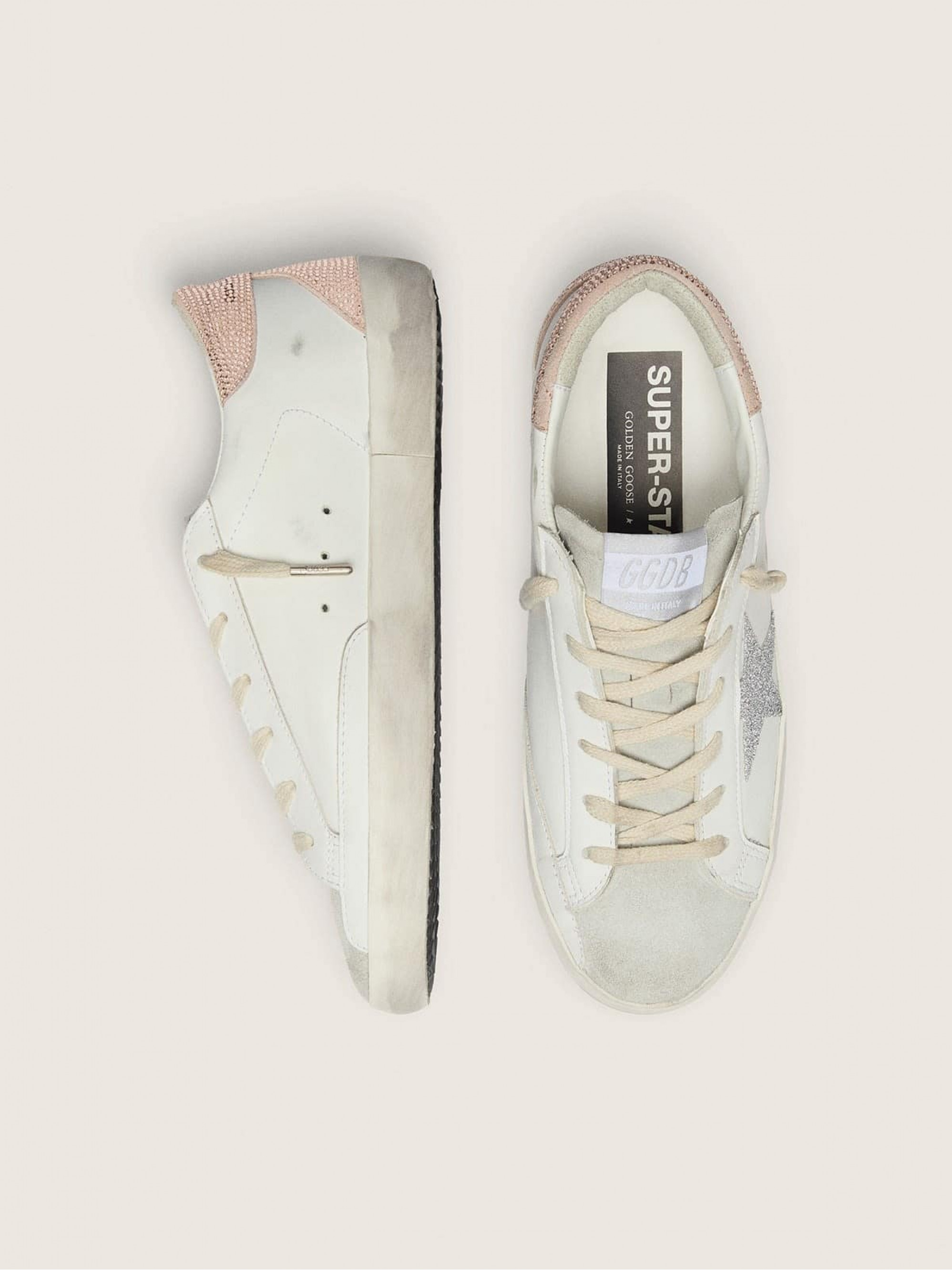 Women’s Super-Star in leather with Swarovski crystal star and heel tab