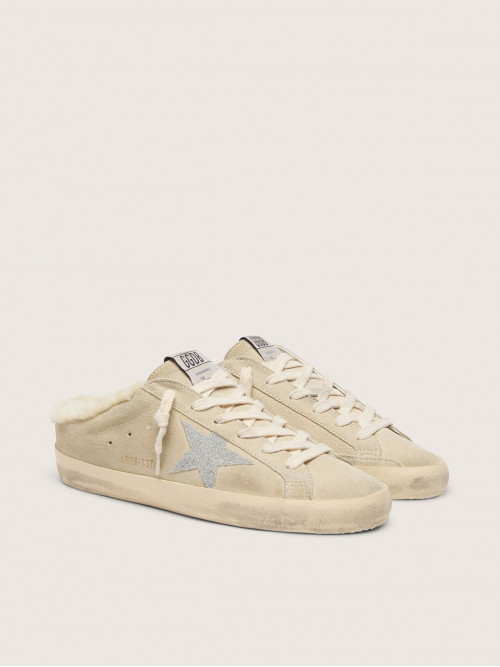 Super-Star Sabots with Swarovski crystal star and shearling lining