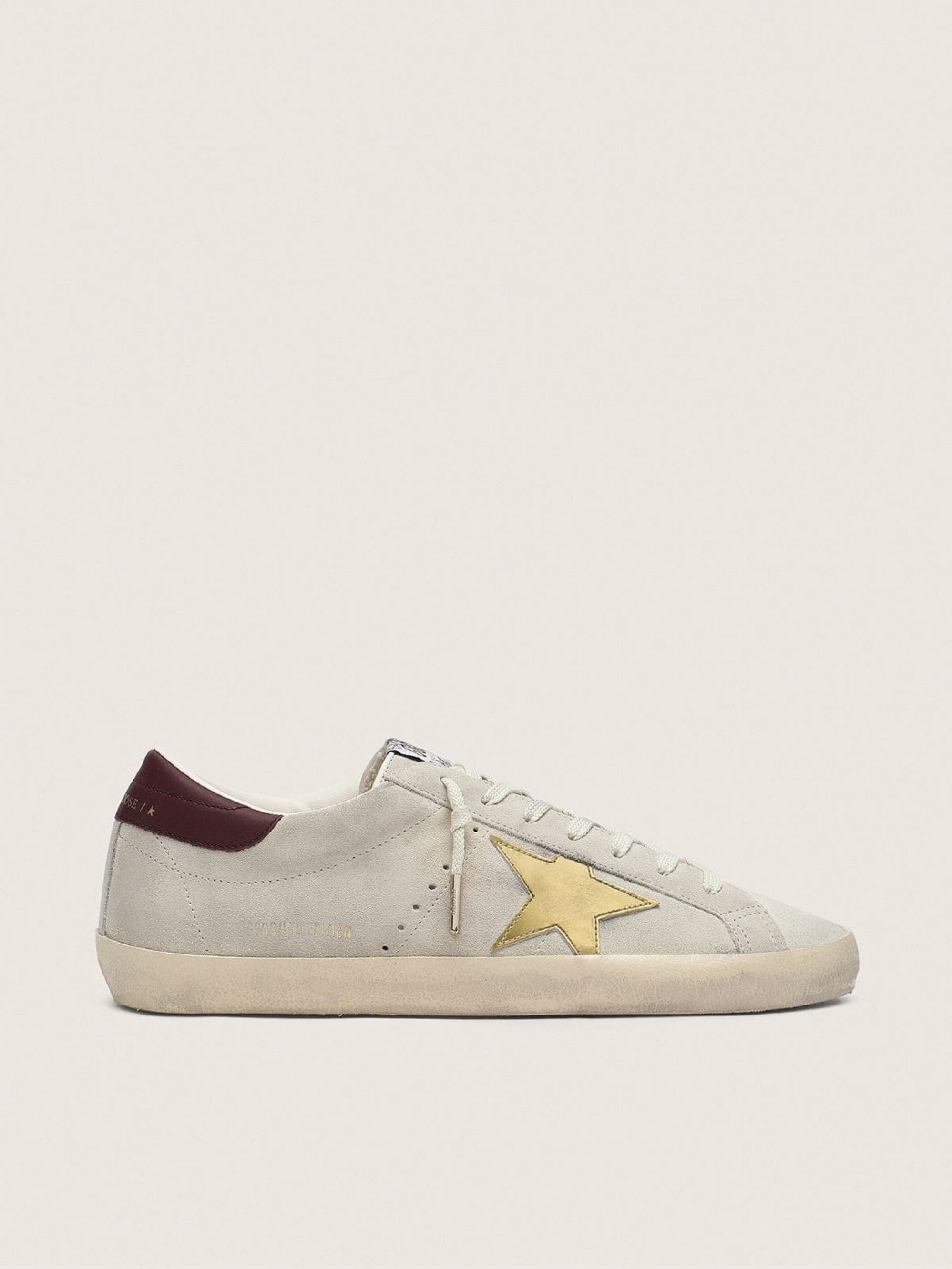 Women's Super-Star CNY in ivory suede with metallic leather star and leather heel tab