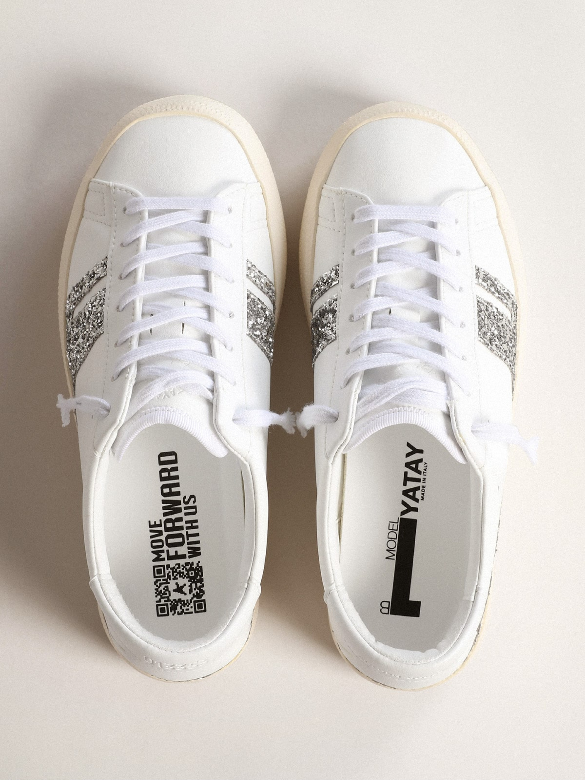 Silver glitter sneakers Yatay Model 1B | Golden Goose
