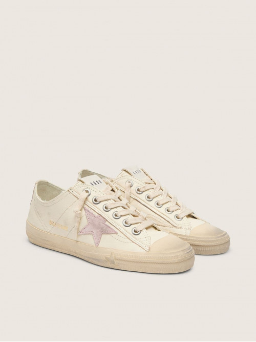 V-Star in beige nappa leather with old-rose suede star