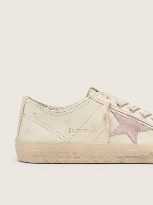 V-Star in beige nappa leather with old-rose suede star